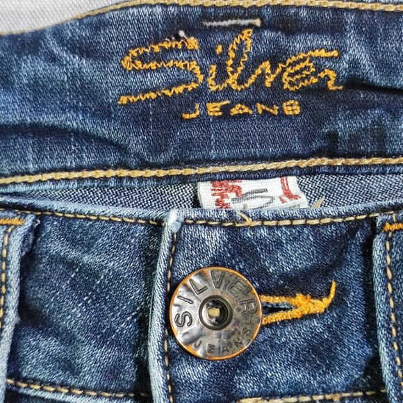 Silver Jeans Suki Capri women's size 28 dark washed blue straight leg - Picture 6 of 13